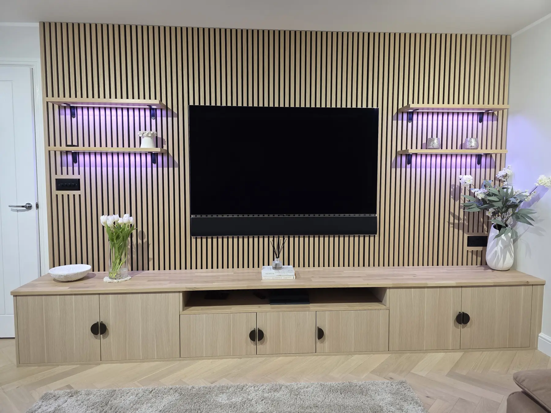 Finished living room media wall