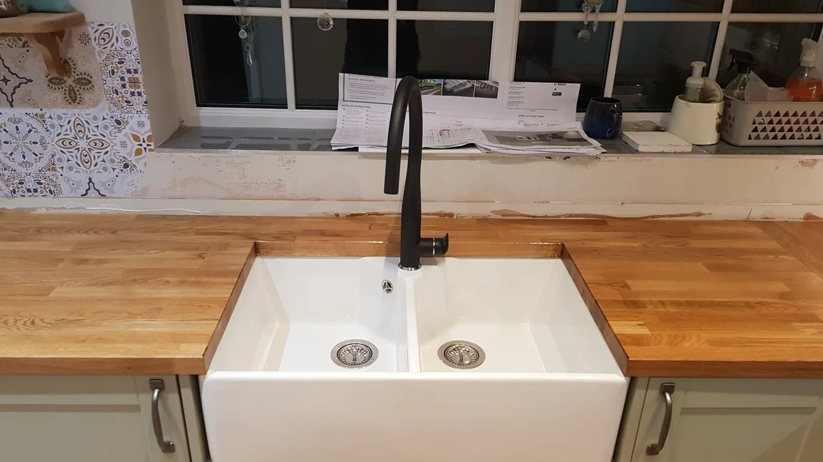 Belfast sink and timber worktop