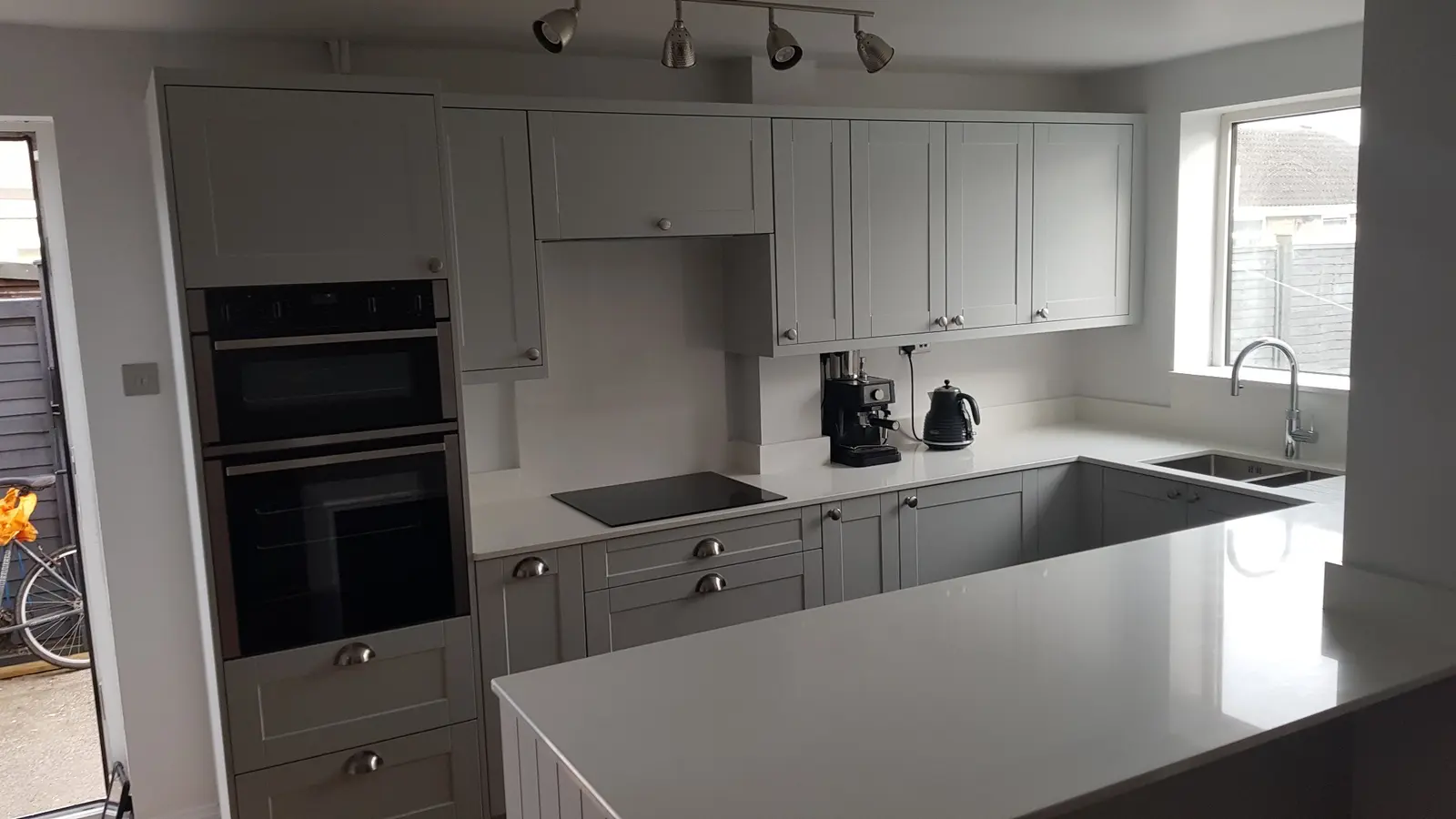 Light grey island kitchen