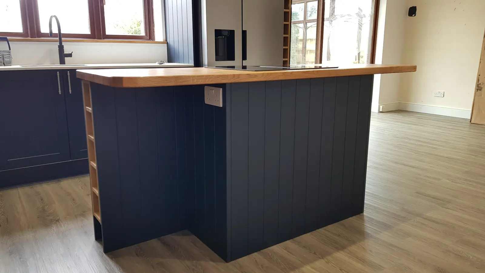 Oak-topped kitchen island